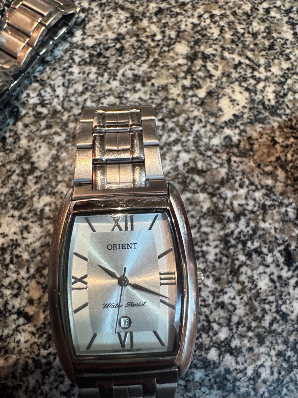 Orient Men’s Silver Tonneau Stainless Steel Watch
